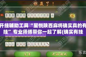 开挂辅助工具“星悦陕西麻将确实真的有挂”专业师傅带你一起了解(确实有挂