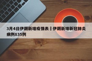 3月4日伊朗新增疫情表›伊朗新增新冠肺炎病例835例