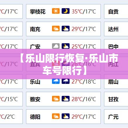 【乐山限行恢复·乐山市车号限行】 【乐山限行恢复·乐山市车号限行】