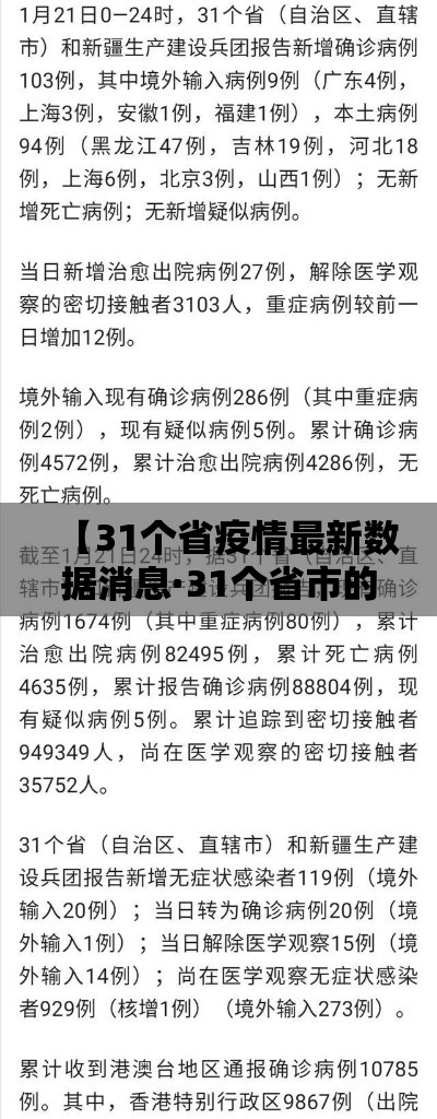 【31个省疫情最新数据消息·31个省市的疫情情况】