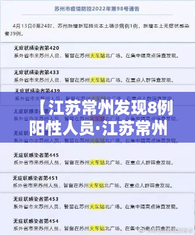 【江苏常州发现8例阳性人员·江苏常州发现8例阳性人员名单】 【江苏常州发现8例阳性人员·江苏常州发现8例阳性人员名单】
