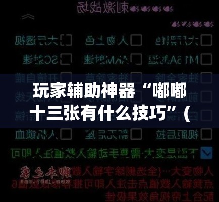 玩家辅助神器“嘟嘟十三张有什么技巧”(作弊)辅助透视教程