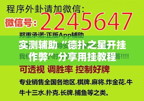 实测辅助“德扑之星开挂作弊”分享用挂教程
