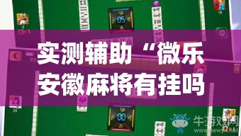 实测辅助“微乐安徽麻将有挂吗”专业师傅带你一起了解(确实有挂