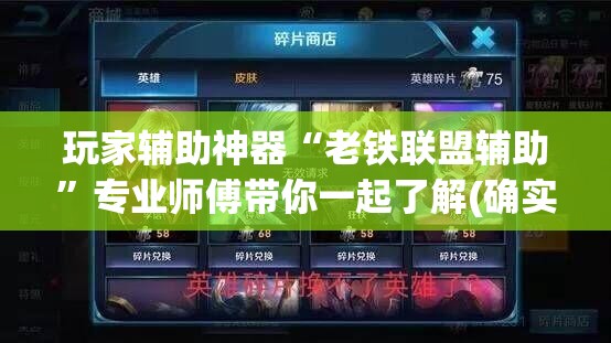 玩家辅助神器“老铁联盟辅助”专业师傅带你一起了解(确实有挂