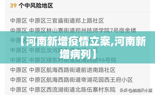 【河南新增疫情立案,河南新增病列】
